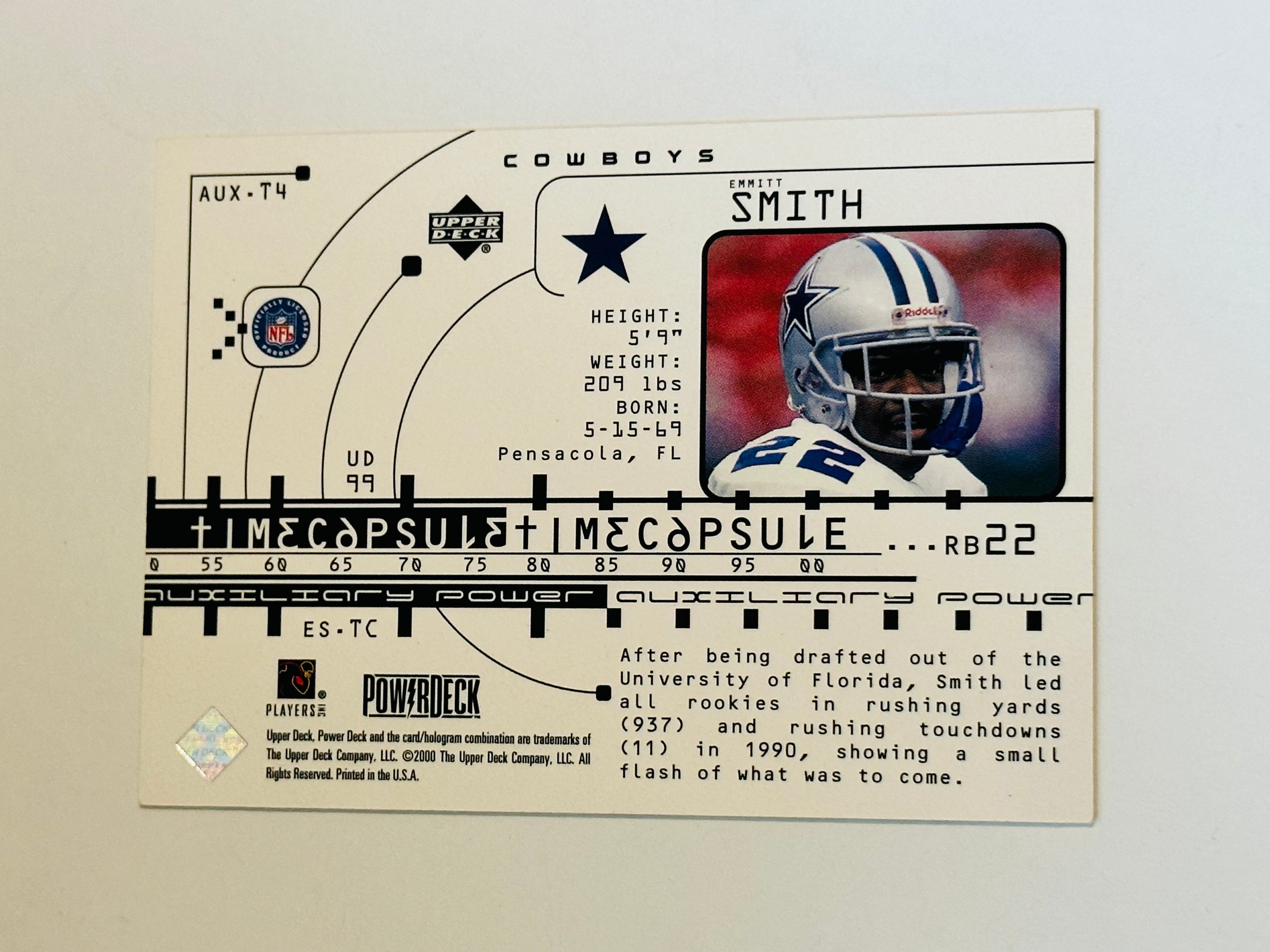 Dallas Cowboys Emmitt Smith autographed football card with COA