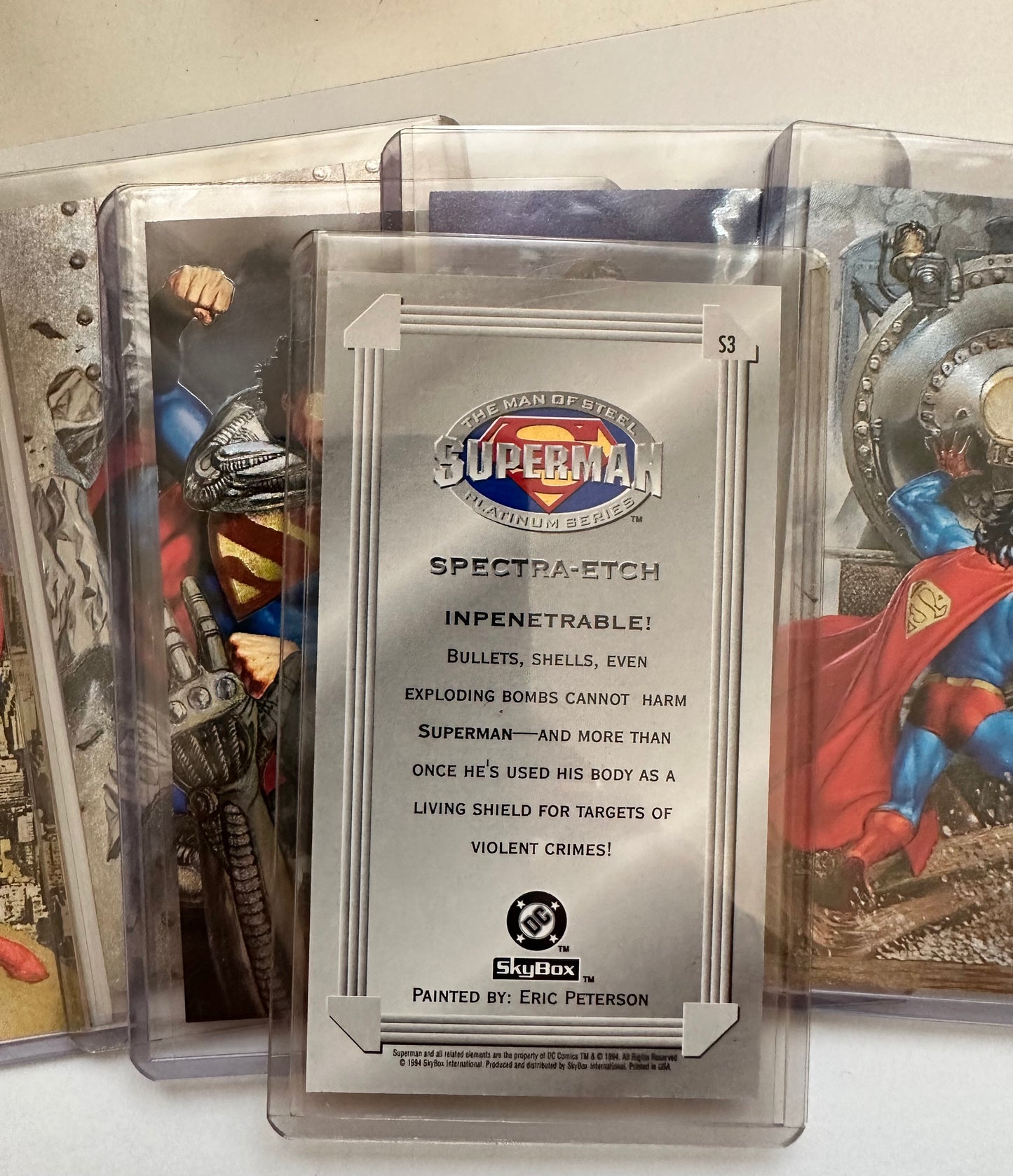 Superman spectra etched 6 cards foil insert set 1990s