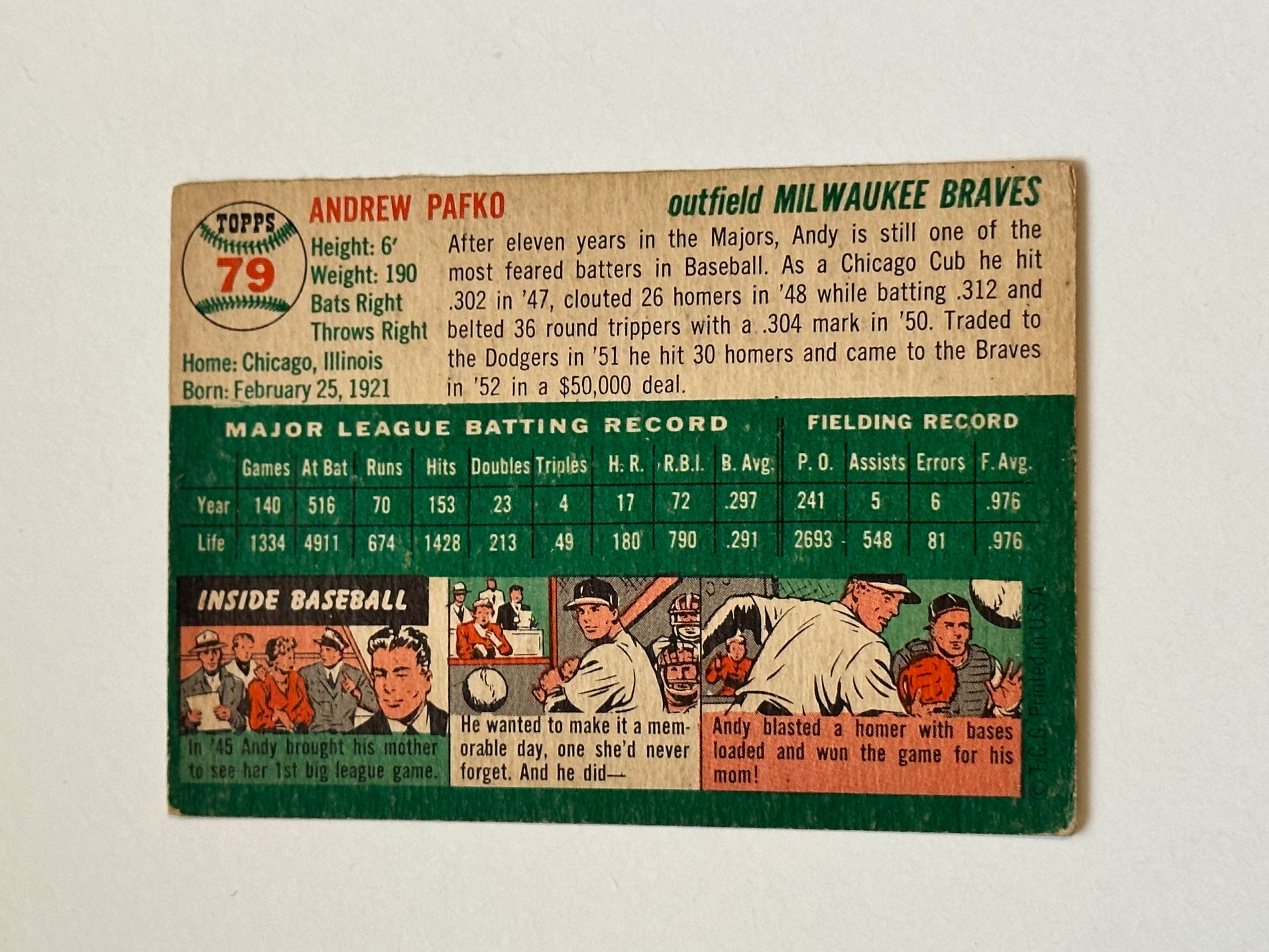 1954 Topps Andy Pafco baseball card