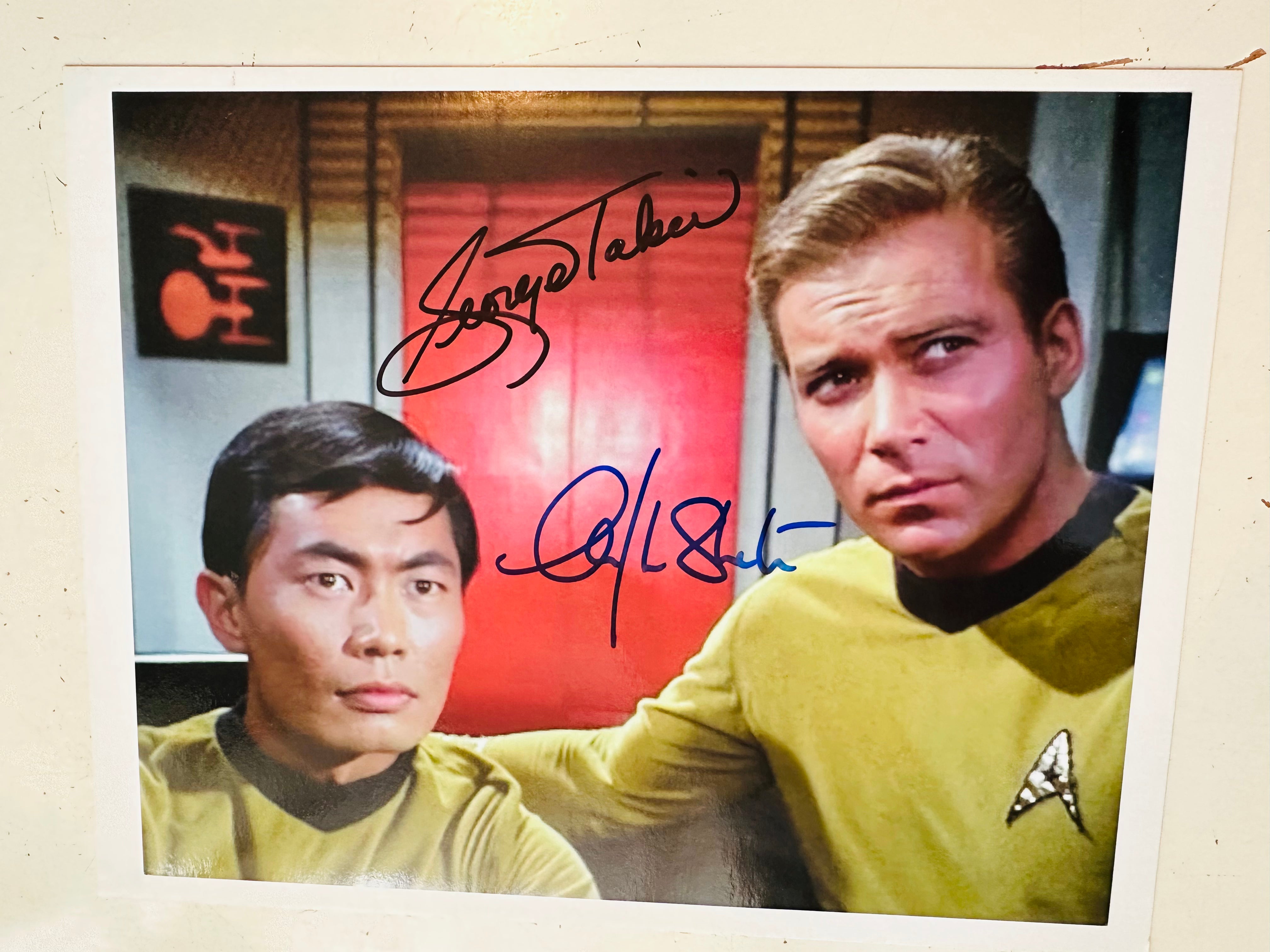 Star Trek rare William Shatner and George Takei double autograph 8x10 photo with COA