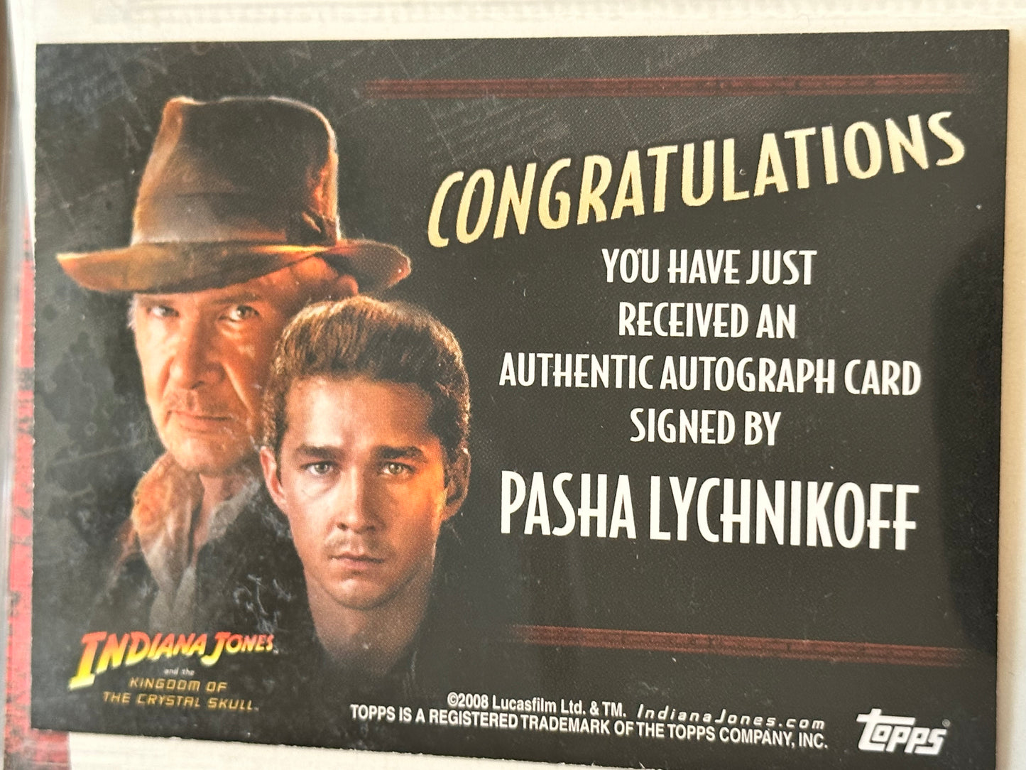 Indiana Jones movie rare Pasha autograph insert card