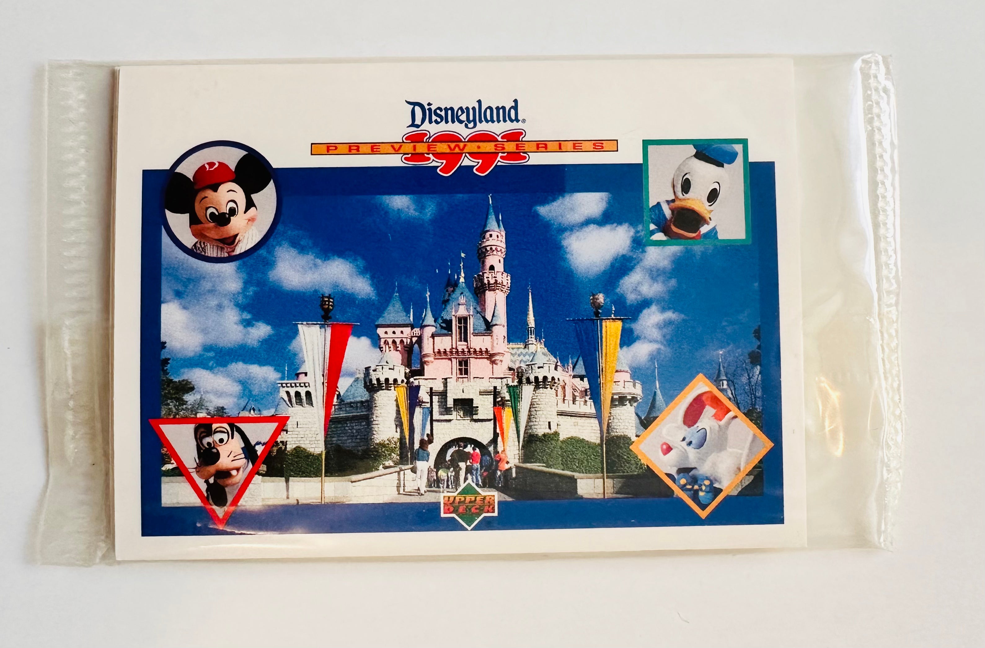 Disneyland rare full unused vintage ticket with Factory Sealed upper deck cards Preview set 1991