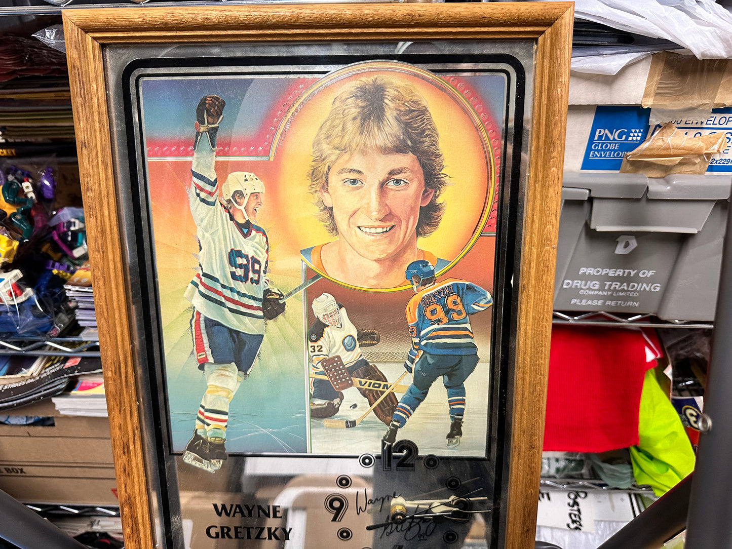 Wayne Gretzky Edmonton oilers hockey vintage mirror clock 1980s