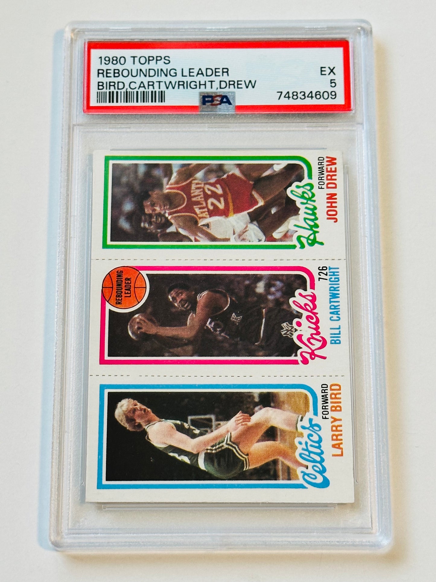 Larry Bird Rookie year graded NBA Rebound leader card