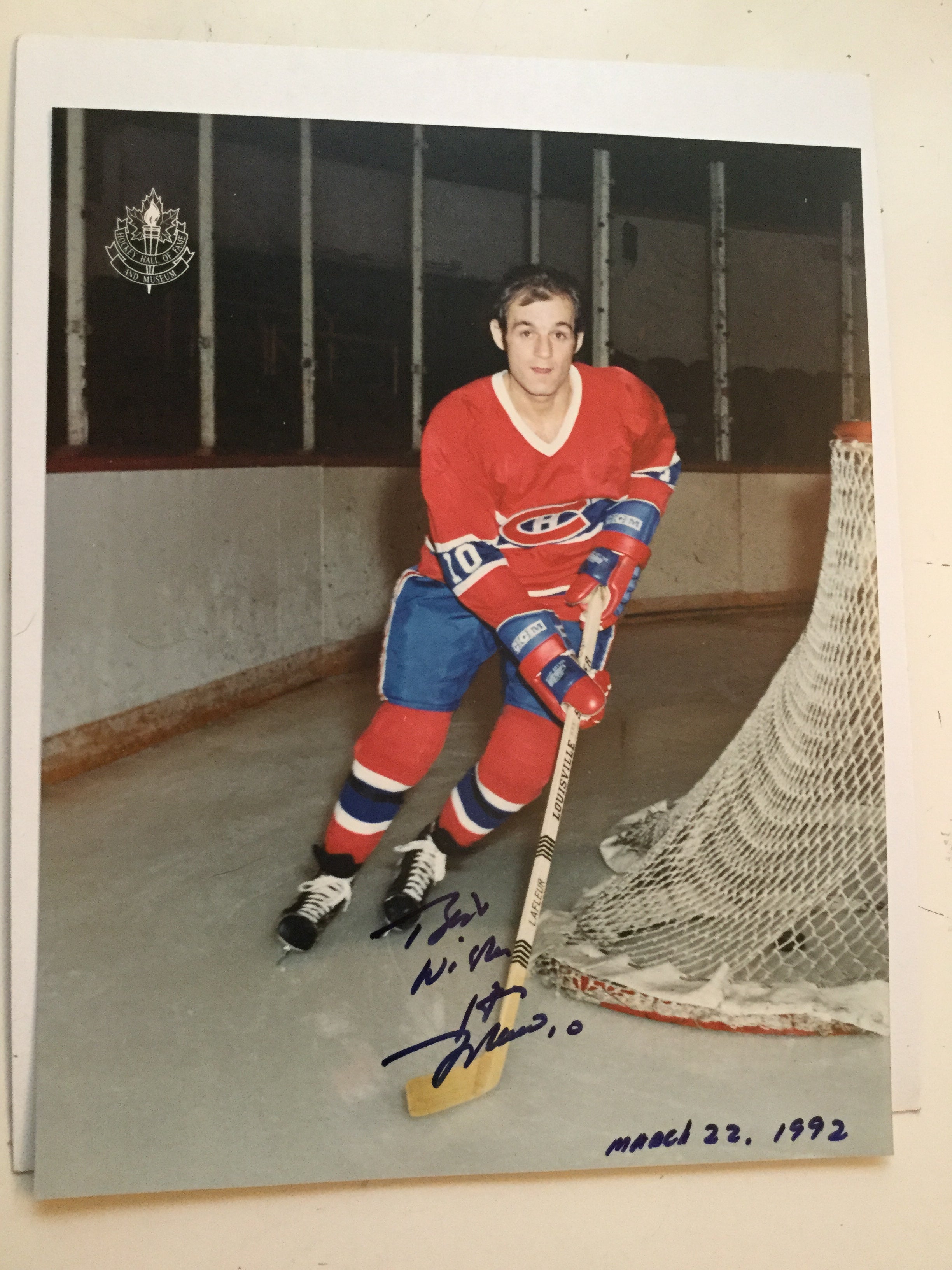 Guy LaFleur Montreal Canadiens hockey legend signed photo 1992 with COA