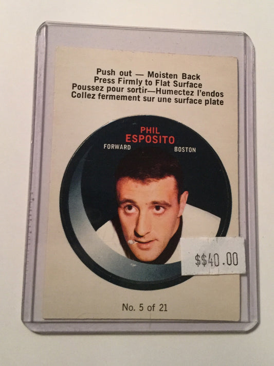 Phil Esposito Rare punch insert hockey card 1968