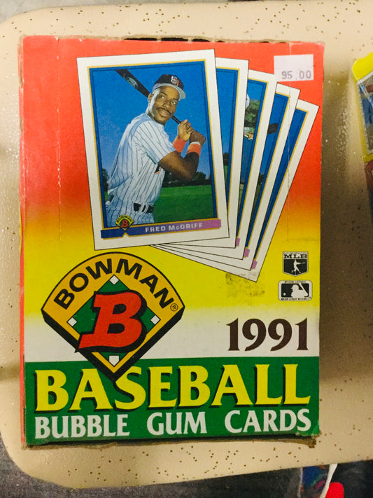 1991 Bowman Baseball cards 36 packs box (Chipper Jones rookies)