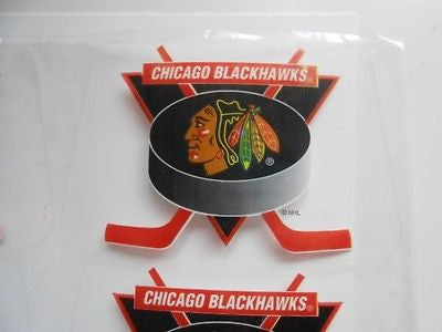 Chicago Blackhawks NHL 6 stickers uncut sheet 1970s