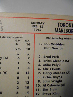Toronto Malboros Hockey rare program w/ bonus photo 1967