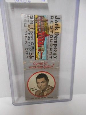 Jack Dempsey boxing restaurant match book cover 1940s