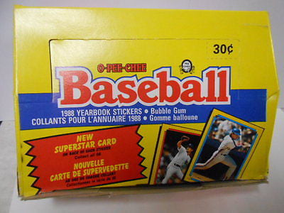 1988 Baseball OPC yearbook stickers box