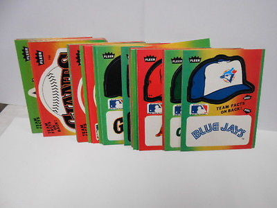 Baseball Fleer card hats Logo insert set 1982