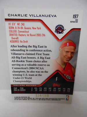 Topps Finest Charlie Villanueva refractor numbered insert basketball card