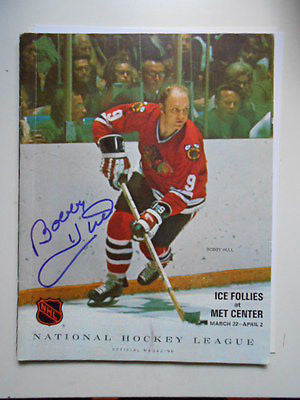 Bobby Hull signed NHL hockey program w/ COA