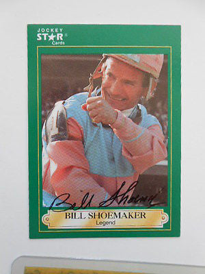 Horse racing Bill Shoemaker signed card & ticket w/ COA