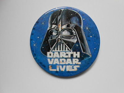 Star Wars rare Darth Vader Lives 3x3 button 1981