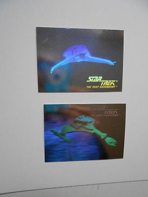 Star Trek  foil holograms two insert ship cards 1990s