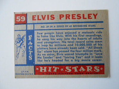 Elvis Hit Stars rare card 1950s