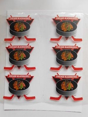 Chicago Blackhawks NHL 6 stickers uncut sheet 1970s