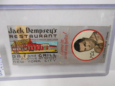 Jack Dempsey boxing restaurant match book cover 1940s