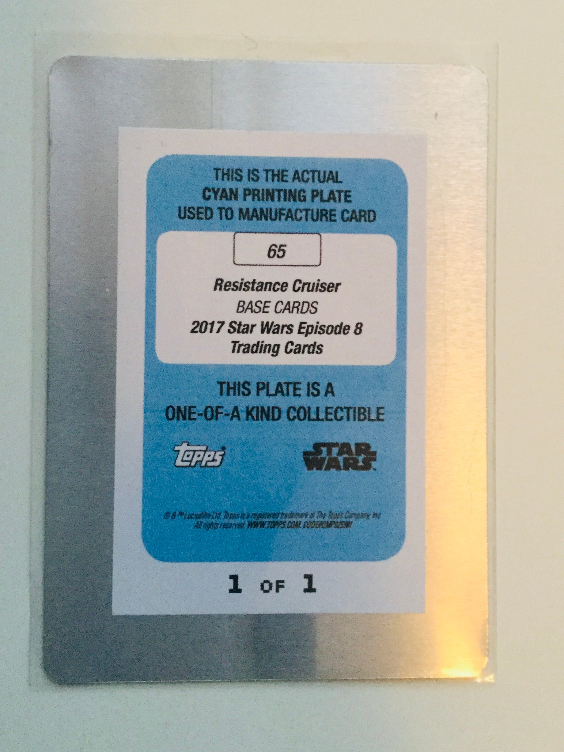 Star Wars rare 1/1 metal printing plate ship insert  card