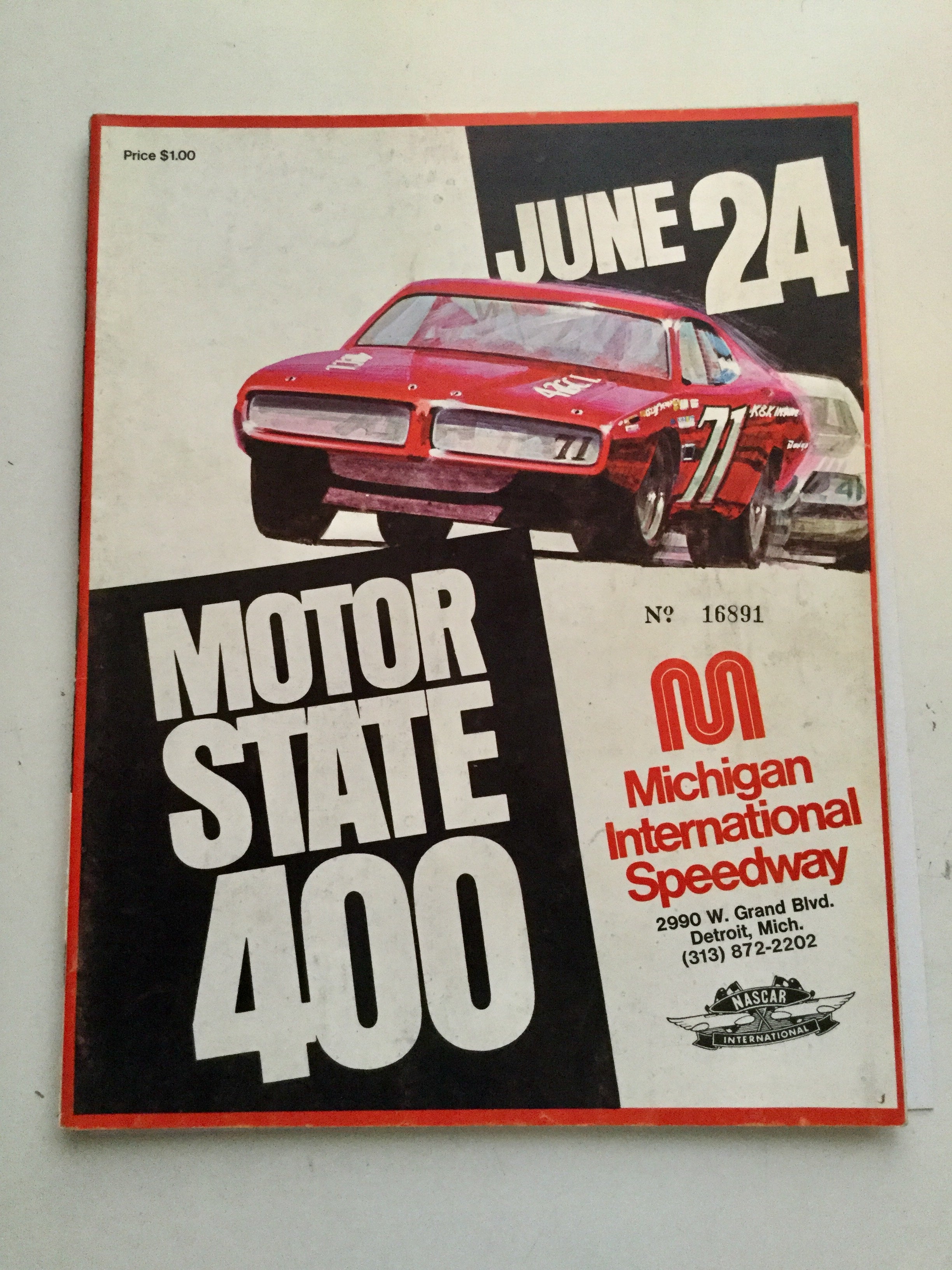 NASCAR Motor State Michigan 400 Rare Program 1970s