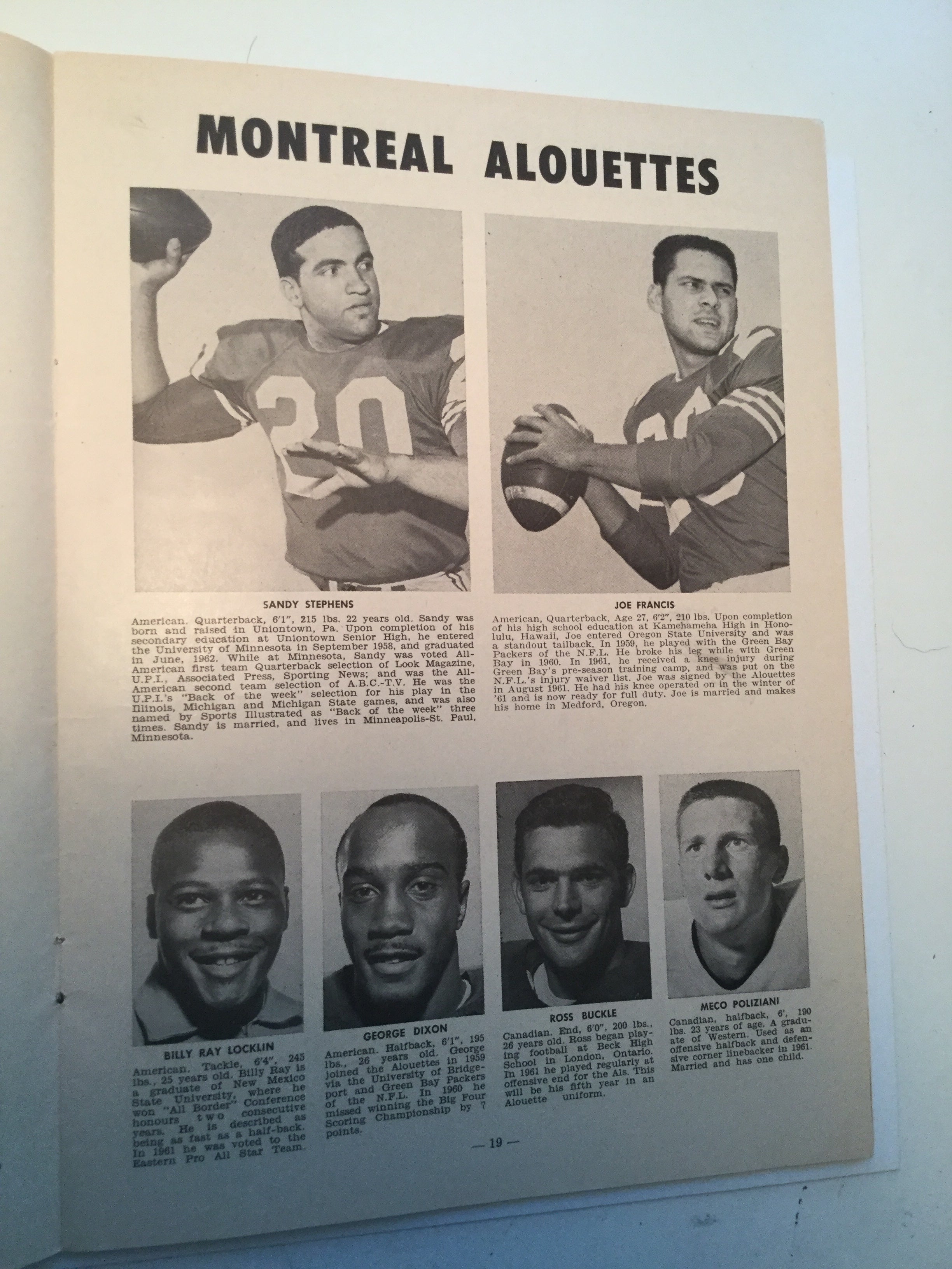 CFL football rare game program Argos vs Montreal 1957