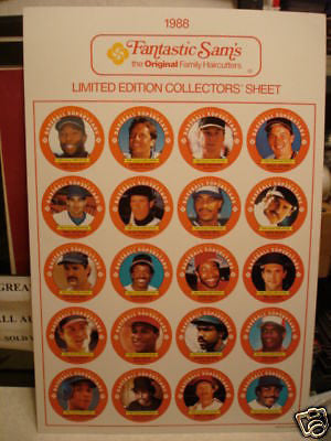 Baseball Stars Fantasic Sams uncut card sheet set 1988