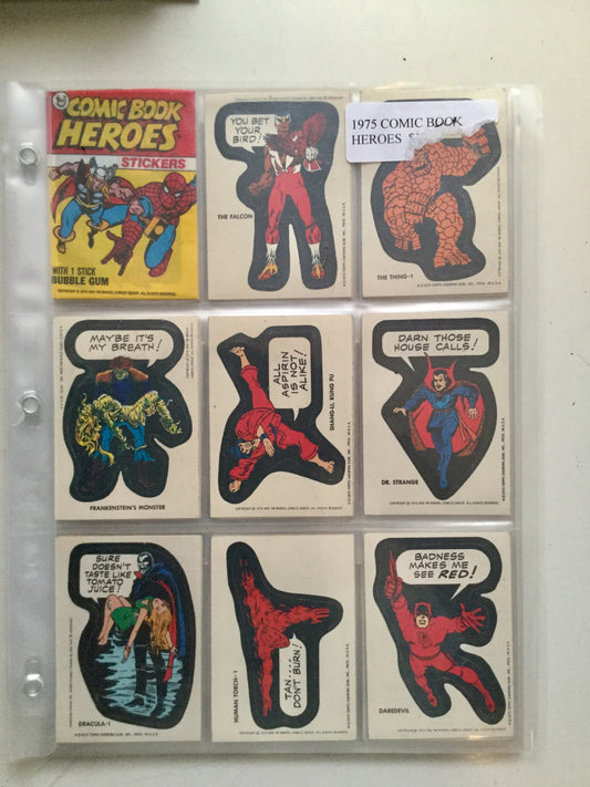 Marvel Superheroes rare sticker cards set 1975