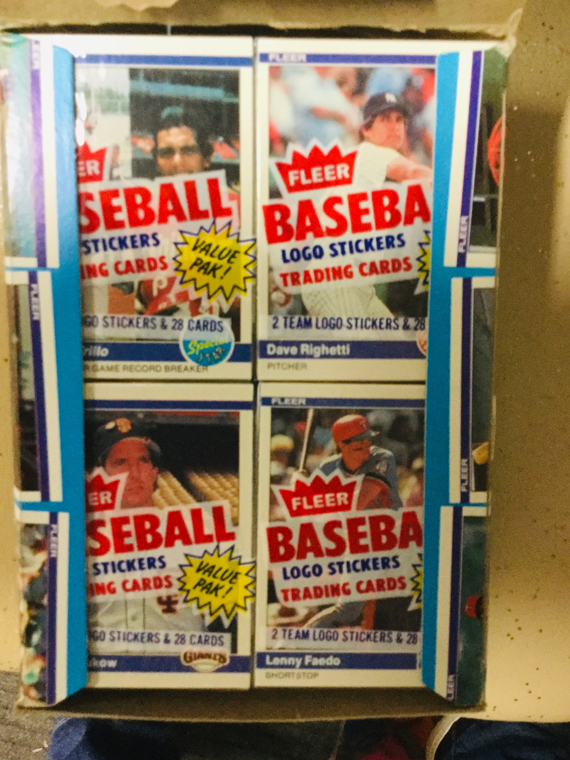 1984 Fleer baseball cards rare cello packs 24 packs box