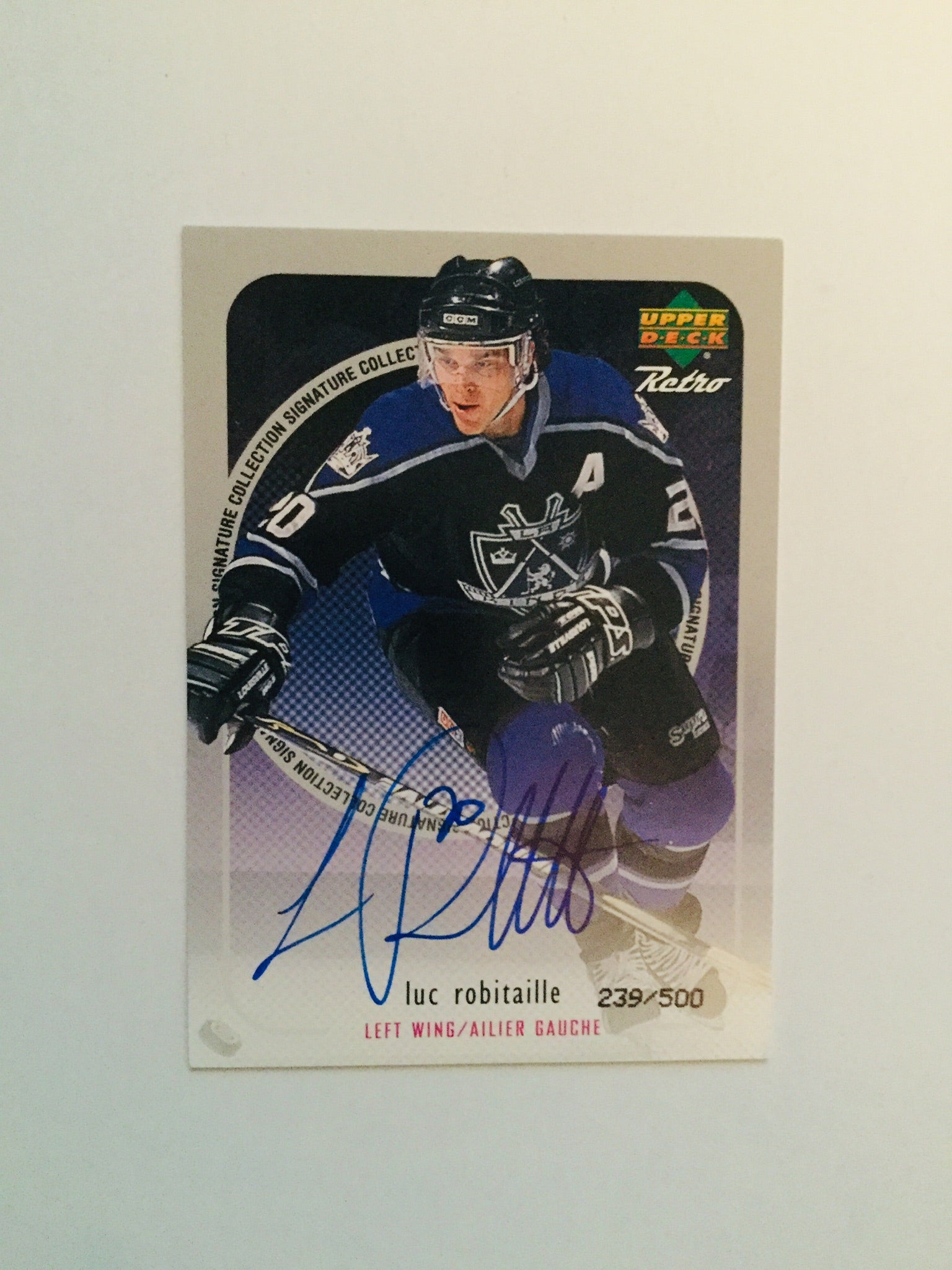 Luc Robitaitte rare McDonald’s autograph hockey insert numbered card