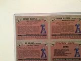 Mickey Mantle baseball card and more Crackerjacks uncut sheet 1982