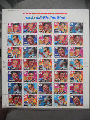 Rock and Roll vintage stars stamps sheet 1990s