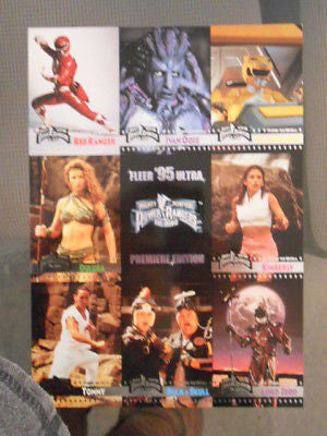 Power Rangers TV show 9 cards set uncut sheet 1994