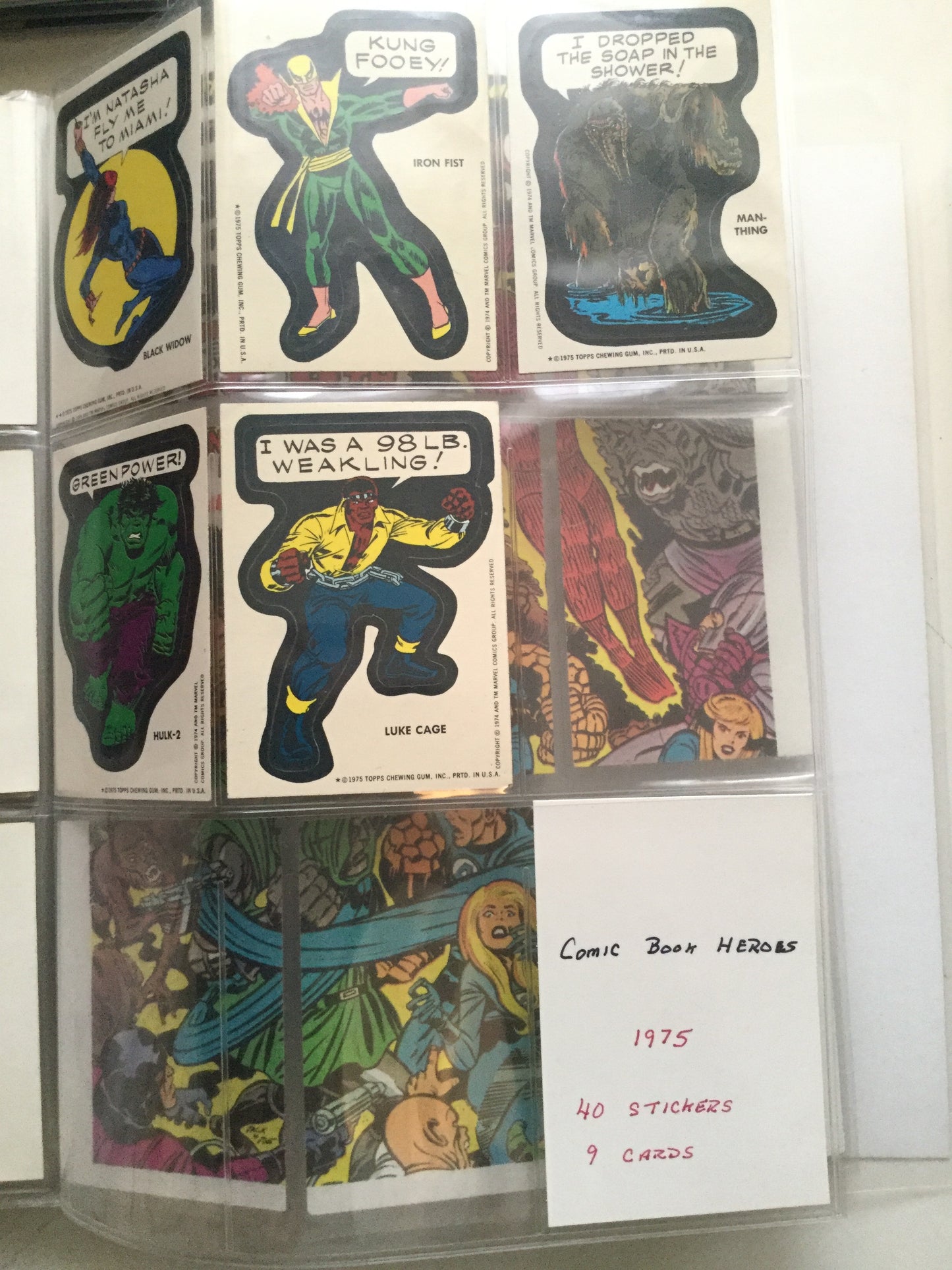 Marvel Superheroes rare sticker cards set 1975