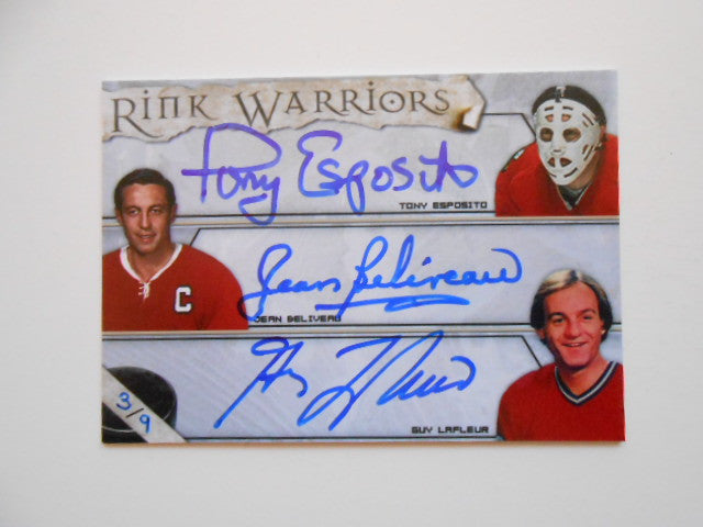 Beliveau/Esposito/LaFleur rare Triple signed hockey card