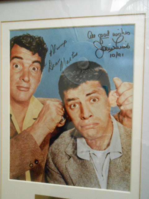 Dean Martin and Jerry Lewis rare signed photo framed with COA