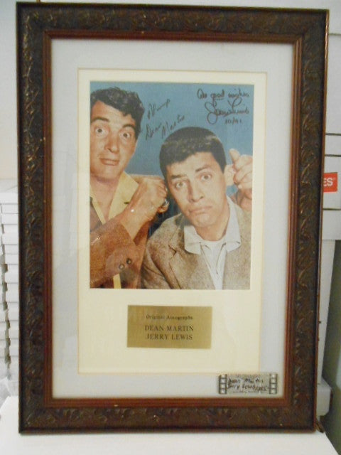 Dean Martin and Jerry Lewis rare signed photo framed with COA