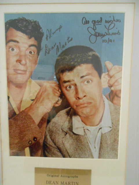 Dean Martin and Jerry Lewis rare signed photo framed with COA