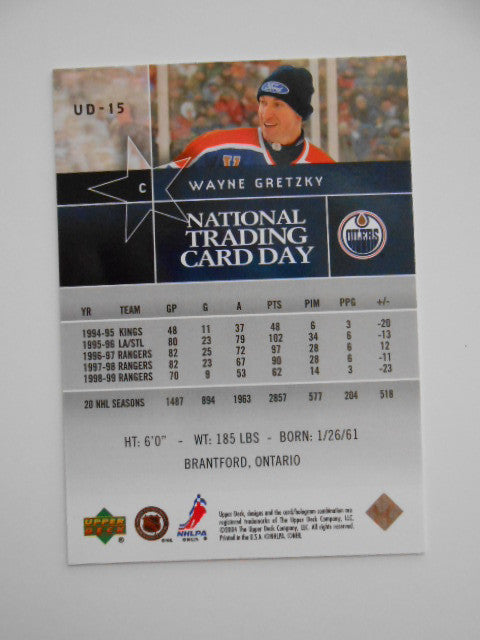 Wayne Gretzky limited issue UD hockey card 2003