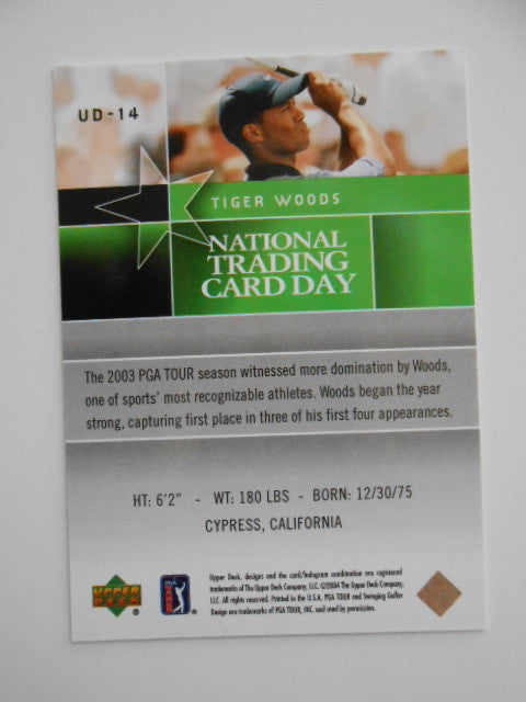 Golf Tiger Woods UD rare limited issued card 2003-04