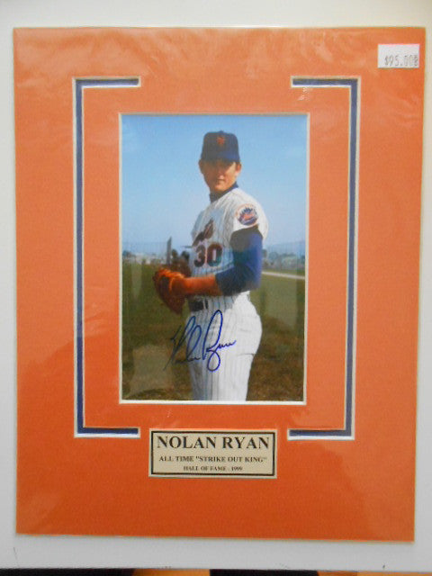 Nolan Ryan baseball legend signed matted photo w/COA