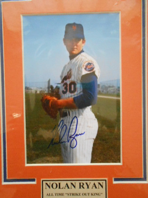Nolan Ryan baseball legend signed matted photo w/COA