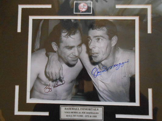 Joe DiMaggio/Yogi Berra baseball rare autograph matted w/COA