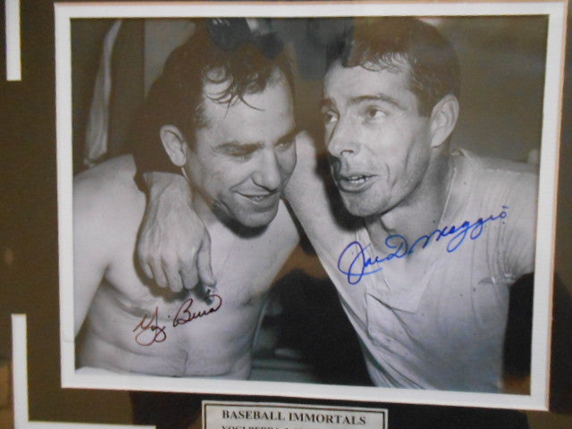 Joe DiMaggio/Yogi Berra baseball rare autograph matted w/COA