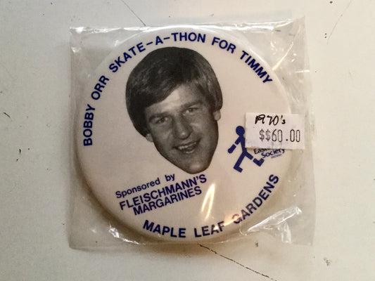 Bobby Orr hockey skate a thon Rare button 1970s