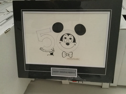 Disney Mickey Mouse rare 16x20 original matted sketch 1980s