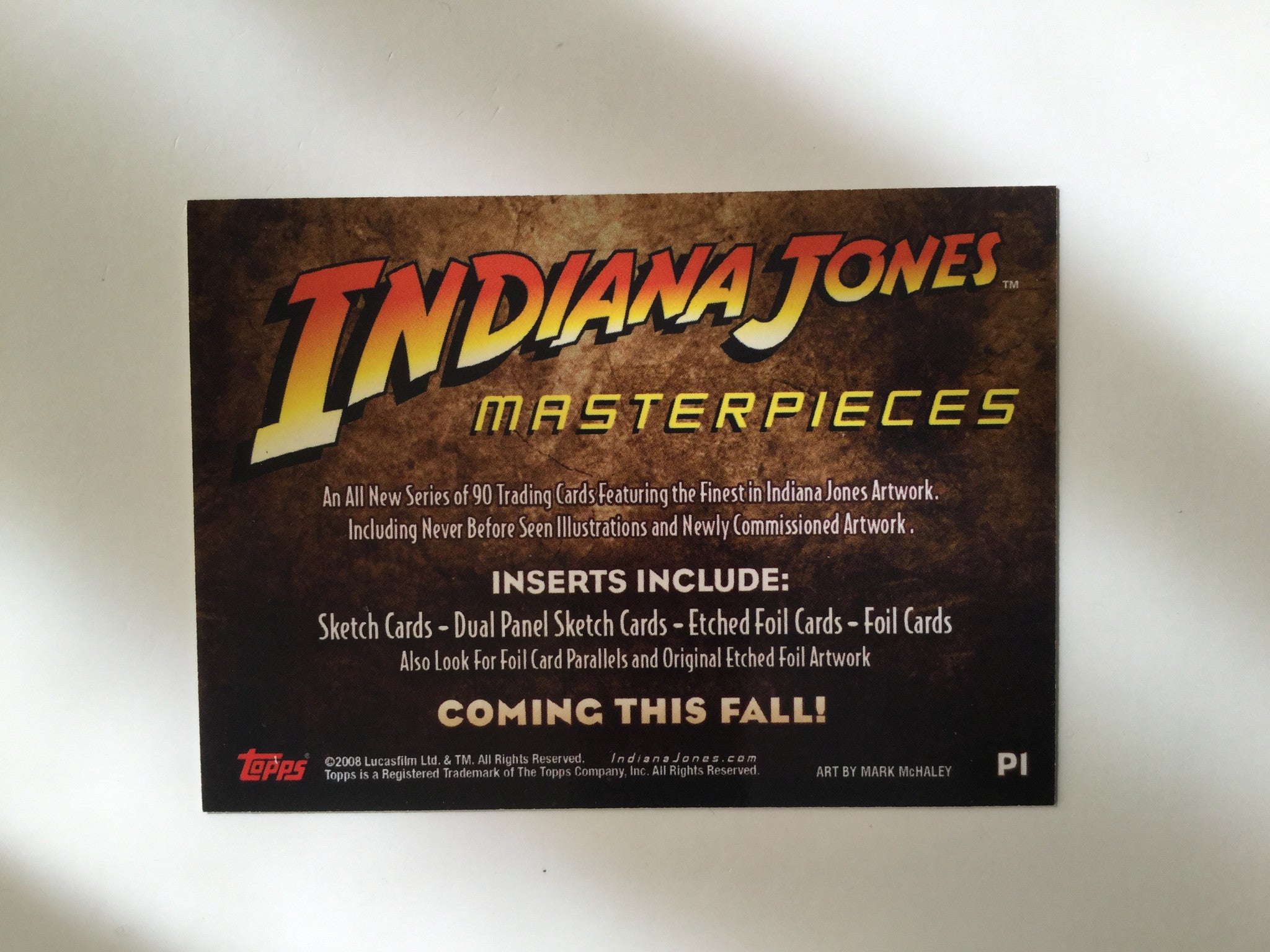 Indiana Jones masterpieces rare Topps promo card