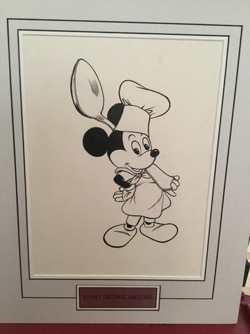 Disney Mickey Mouse Chef rare original sketch 1980s