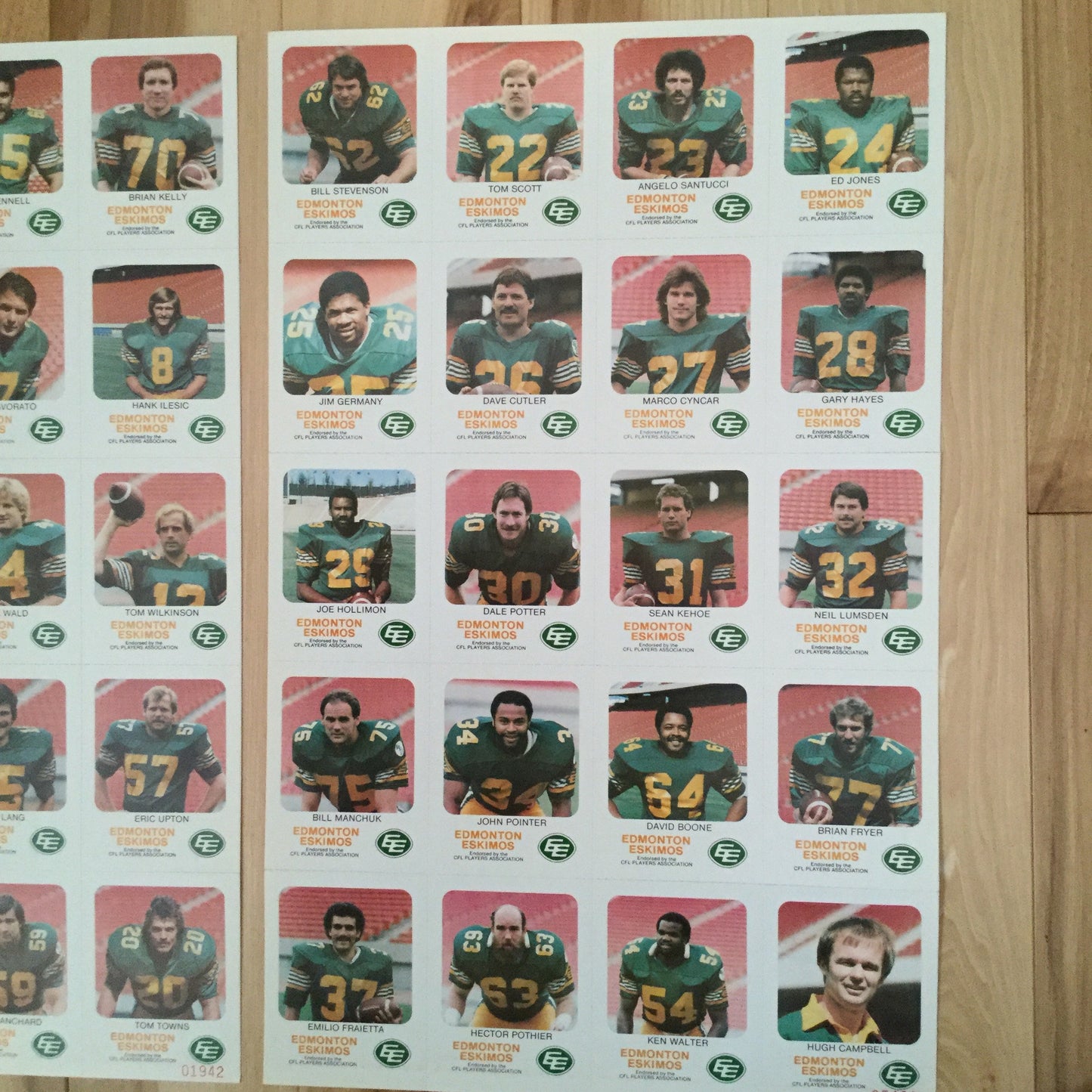 CFL Red Rooster rare Edmonton Eskimos Warren Moon rookie uncut card sheets 1981